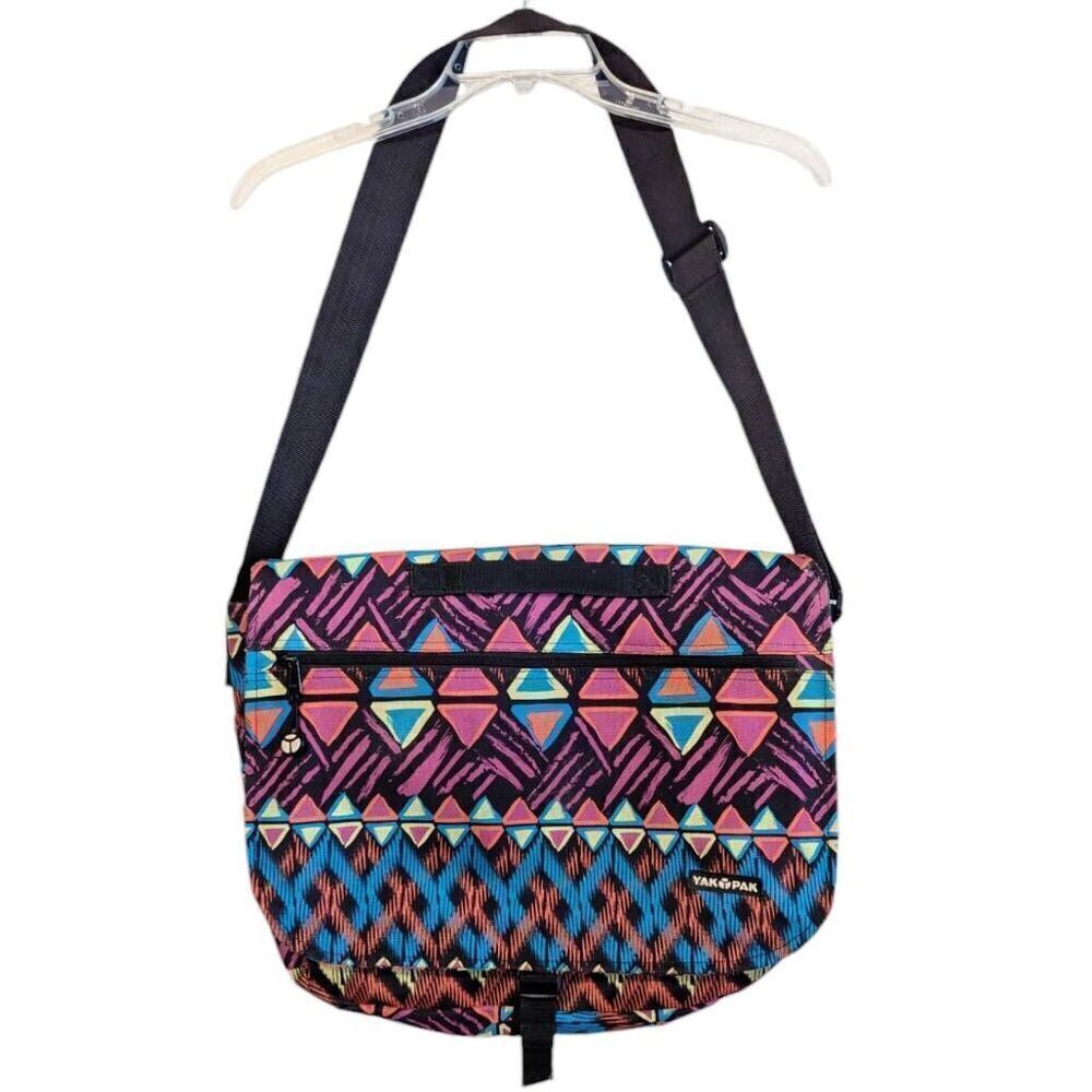 Vintage YAK PAK Messenger Bag Travel Book Shoulder Multi Color